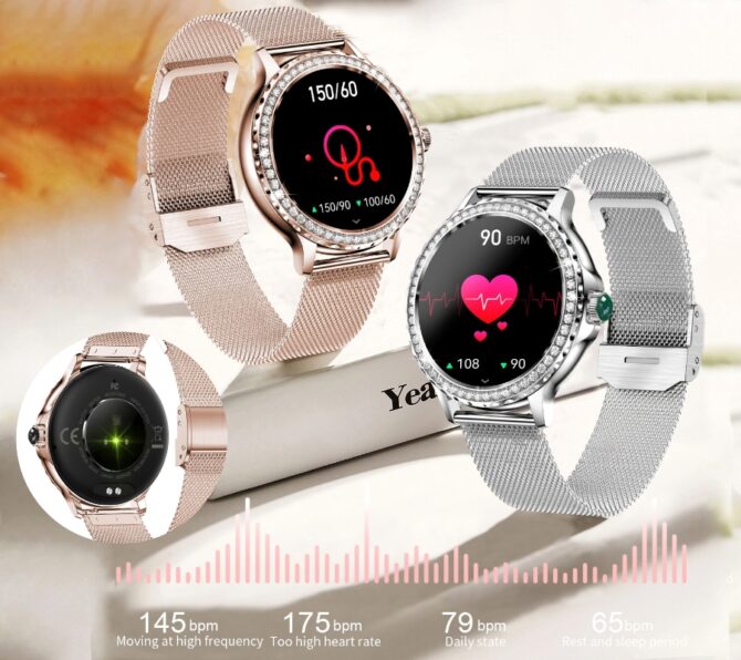 Smartwatch Damski Rubicon RNCF19-1 Różowe Złoto  Bransoleta + Pasek - obrazek 12