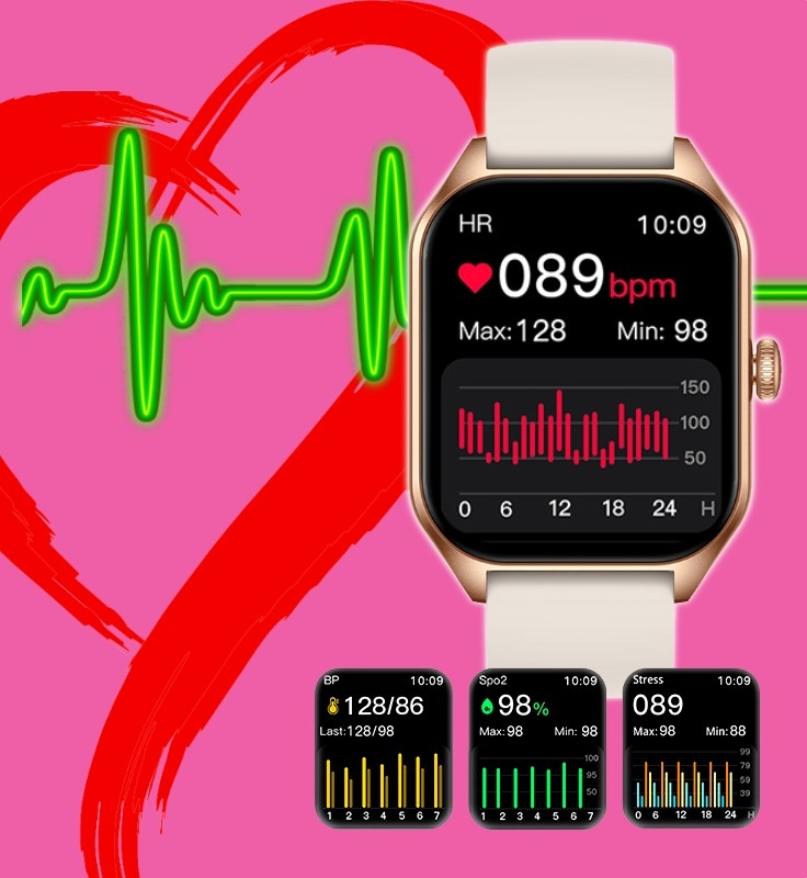 Smartwatch Damski Rubicon RNCF03-5 Różowe złoto Bransoleta + Pasek - obrazek 12