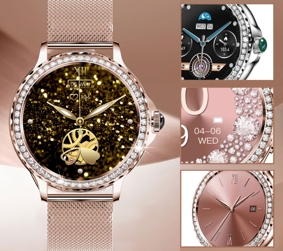 Smartwatch Damski Rubicon RNCF19-1 Różowe Złoto  Bransoleta + Pasek - obrazek 14