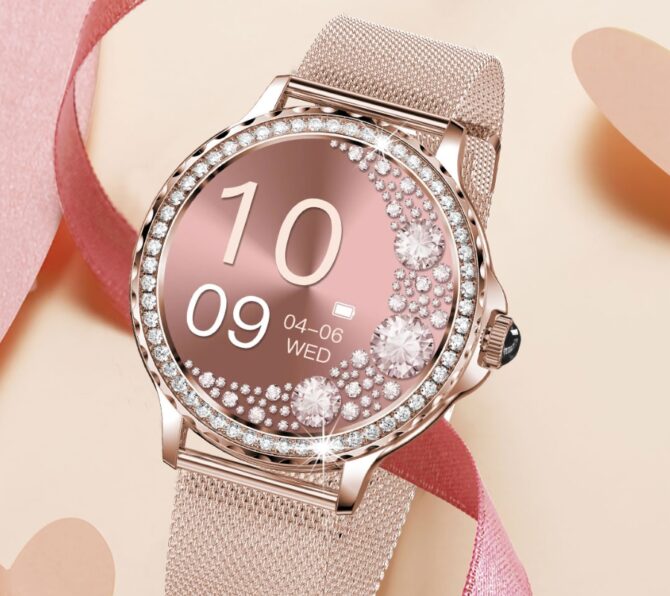 Smartwatch Damski Rubicon RNCF19-1 Różowe Złoto  Bransoleta + Pasek - obrazek 15