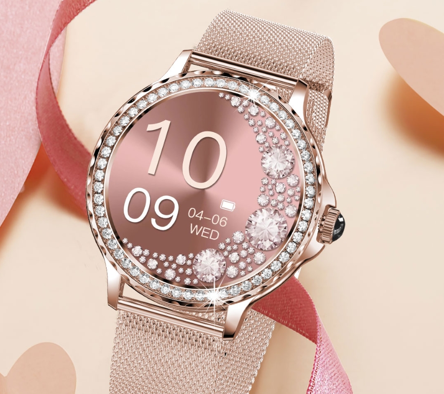 Smartwatch Damski Rubicon RNCF19-1 Różowe Złoto  Bransoleta + Pasek - obrazek 15