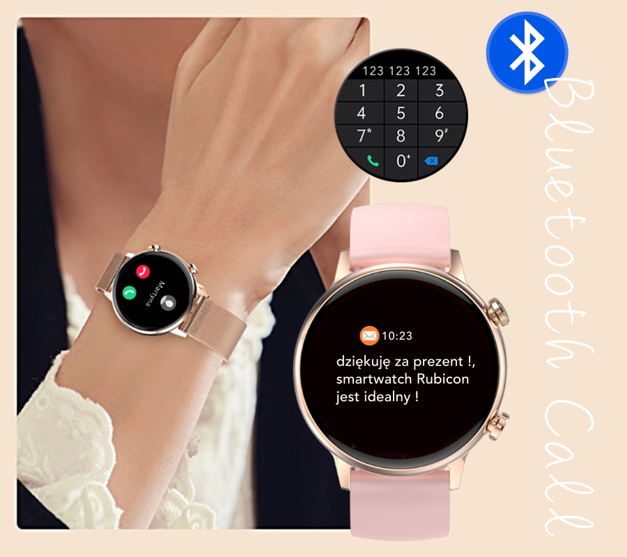 Smartwatch Damski RUBICON RNCF09 Rose Gold/Pink SMARUB234 - obrazek 6