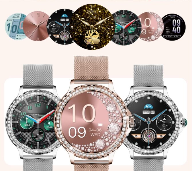 Smartwatch Damski Rubicon RNCF19-1 Różowe Złoto  Bransoleta + Pasek - obrazek 9