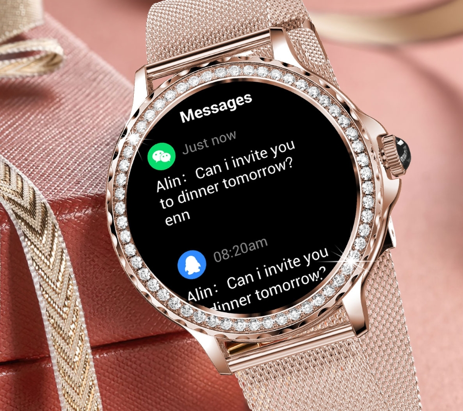 Smartwatch Damski Rubicon RNCF19-1 Różowe Złoto  Bransoleta + Pasek - obrazek 10
