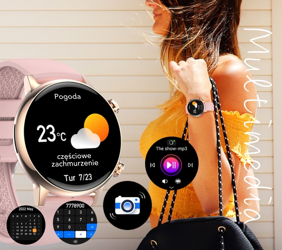 Smartwatch Damski RUBICON RNCF09 Rose Gold/Pink SMARUB234 - obrazek 8