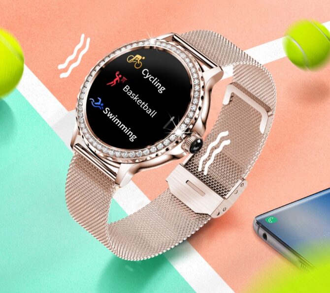 Smartwatch Damski Rubicon RNCF19-1 Różowe Złoto  Bransoleta + Pasek - obrazek 11