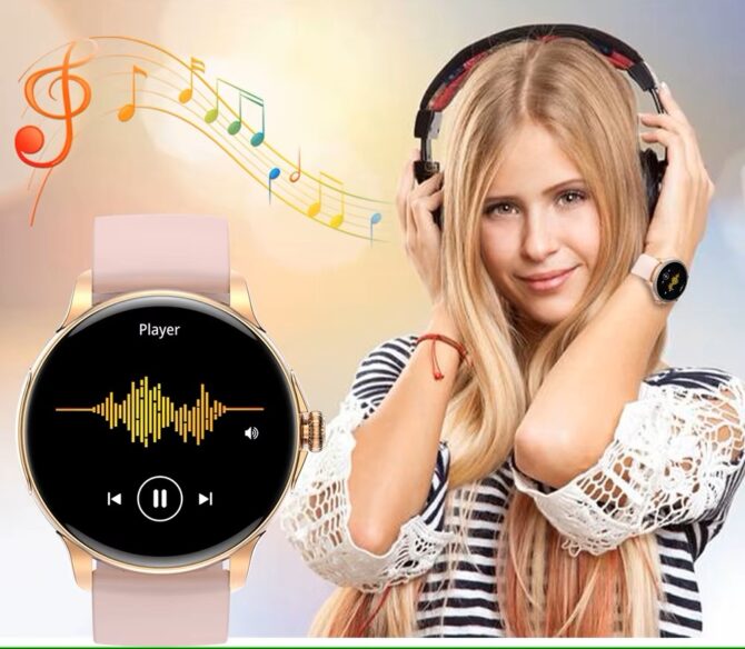 Smartwatch Damski Rubicon RNCF35 ROSE GOLD Bransoleta + Pasek Pink - obrazek 9