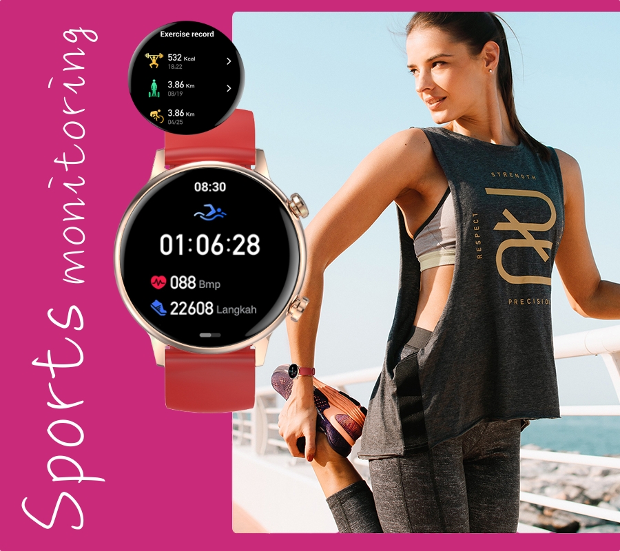 Smartwatch Damski RUBICON RNCF09 Rose Gold/Pink SMARUB234 - obrazek 9